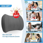 Lumbar Support Pillow for Car, Memory Foam Lumbar Pillow for Lower Back Pain Relief - Back Cushion for Driving, Chair Support for Car-Office Chair, Wheelchair - Classic Dark Grey
