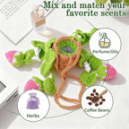 Crochet Car Air Freshener, 8ml Empty Refillable Oil Diffuser Bottle with Hanging Crochet Pink Strawberry Plant & Hanging Tools, Car Rearview Mirror Diffuser for Wall Art & Home & Office Decoration