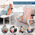 Lumbar Support Pillow (Pat. Pend) for Office Chair, Couch, Recliner & Car Seat, Ergonomic Back Support Cushion for Lower Back Pain Relief, Washable Lumbar Pillow, Blush Pink