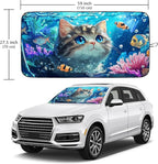Cat and Fish Car Windshield Sun Shade Foldable Sunshade Front Window Cover Sun Visor Protector Accessories (59x27.5 inches)