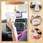 Boao 25 Sets Hanging Car Air Freshener Diffuser Bottles Empty Bulk with Car Diffuser Instruction Cards Organza Bags Glass Refillable Essential Oil Fragrance Aromatherapy Pendant (Flat Square,Clear)