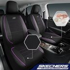 Skechers Air-Cooled Memory Foam Seat Covers,Mesh Thick Car Seat Covers,Piping Leather Car Seat Covers Front Seats,Airbag Compatible,Automotive Comfort Universal FitMost Cars,Vans,Truck,SUV,Purple