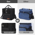 Maelstrom Lunch Box, 23L Insulated Lunch Bag, Expandable Double Deck Cooler Bag, Lightweight Leakproof Tote Bag With Side Tissue Pocket, Suit For Men and Women (A. Black)