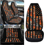 KEIAHUAN Car Seat Covers American Flag Camo Hunting Front Bucket Seat Protector & Rear Bench Seat Covers Fit Most Vehicle, Cars, Sedan, Truck, SUV and Van
