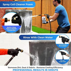 AC Coil Cleaner Cannon Sprayer - Automatic Mixing Foam Gun for HVAC Coil Cleaner - Air Conditioner Coil Cleaner for AC Unit, Evaporator & Condenser Coils - 2-Quart Bottle with Dilution Ratios + Gloves