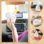 Boao 25 Sets Hanging Car Air Freshener Diffuser Bottles Empty Bulk with Car Diffuser Instruction Cards Organza Bags Glass Refillable Essential Oil Fragrance Aromatherapy Pendant (Round,Clear)