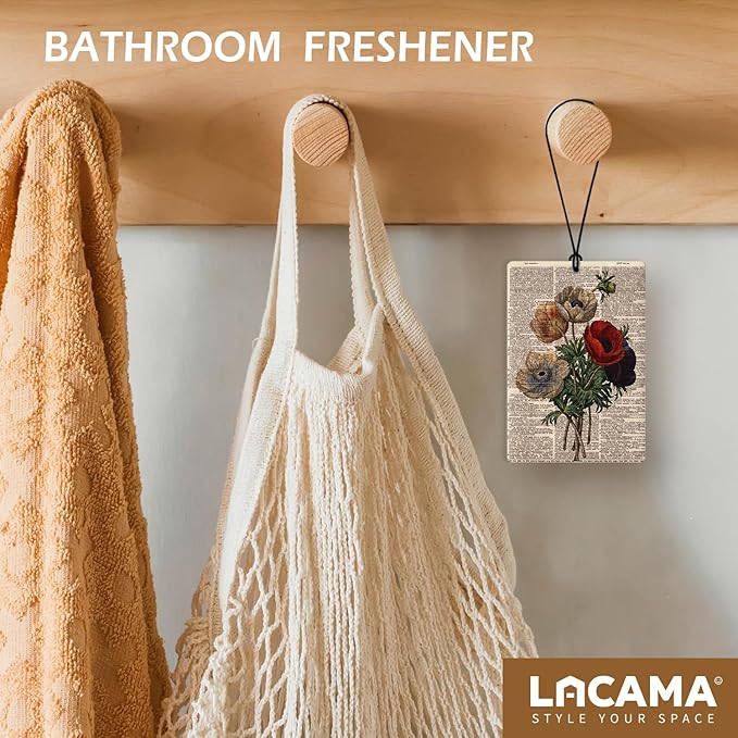 Lacama Retro Flower Car Air Freshener 3Pcs, Vintage Stemless Gentian Anemone Lilac Cars Scents Air Freshener for Women Girls Gifts, Vintage Floral Car Accessories Interior Mirror Decor Hanging