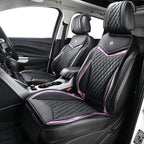 Flying Banner car seat Covers seat Cushions Luxe Fit Faux Leather Easy Installation Vehicles Non Slip Premium (Black Pink, 2 x Front Seat Cover)