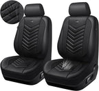 CAR PASS 3D Foam Mesh Leather Car Seat Covers Front Seats, Breathable Two Front Seat Cover for Cars, Comfortable Universal Fit for SUV Truck Sedan Automotive Anti-Slip Airbag Compatible, All Black