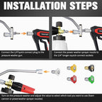Pressure Washer Gun with Foam Cannon Kit, 1/4” Quick Connect, 5 Adjustable Nozzles & Dual Switch for Car Wash Foam Gun & Pressure Washer Gun