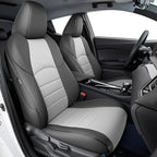 HKZ Fit RAV4 Car Seat Covers Set for Toyota RAV4 2021-2024 Prime SE,XSE & 2019 2020 2021 2022 2023 2024 2025 Hybrid/PHEV SE,XSE - 5 Seats Full Set Leather(Black/Gray)