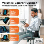 BLACK+DECKER Memory Foam Lumbar Support Pillow with Cooling Gel – High Back Lumbar Cushion for Office, Car, Wheelchair & Airplane – Ergonomic, Pain Relief, Adjustable Strap, Washable Cover,Black/Grey