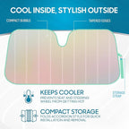 Iridescent Matte White Front Windshield Sunshade-Accordion Folding Auto Shade for Car Truck SUV-Blocks UV Rays Sun Visor Protector-Keeps Your Vehicle Cool- 58 x 27 in