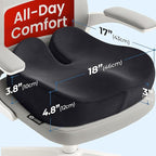 5 STARS UNITED Seat Cushion - Memory Foam Chair Cushion for Tailbone Pain Relief - Ergonomic Support for Coccyx, Sciatica & Butt - Office, Desk & Gaming Chair, Car Seat, Wheelchair, Black Suede