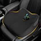 Car Seat Cushion: Ergonomic Memory Foam Car Cushion for Sciatica Pain Relief, Larger Driving Seat Pillow for Short Drivers on Long Drives - Butt Pillow for Truck, Office, Wheelchair - Dark Black