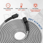 RIDGE WASHER Pressure Washer Hose 25FT, Kink Resistant Hoses Replacement with M22 14 Fitting, 1/4 Inch Power Washer Hose’s Applied for Most Pressure Washer Accessories, 3600 PSI