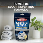 Roebic Septic Tank Treatment Pods, 3 Month Supply of Easy Flush Dissolvable Packets, Bacterial Enzyme Formula for Clog Prevention, Odor Control, Treats 1500 Gallons, 3 Pods