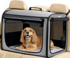 Large Dog Car Carrier Light Weight, 27×20.5×20.5ins Dog Carrier for Cars, Portable Dog Car Crate with Breathable Windows, Stable Pet Carrier for Both Indoor and Outdoor Use, Pet Travel Crate Gray