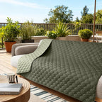 gogobunny 100% Double Sided Waterproof Dog Blanket Soft Pet Bed Cover Reversible Protect Furniture Couch Sofa Car for Puppy Large Dog Cat (Dark Olive/Light Olive, 68x82 Inch (Pack of 1))