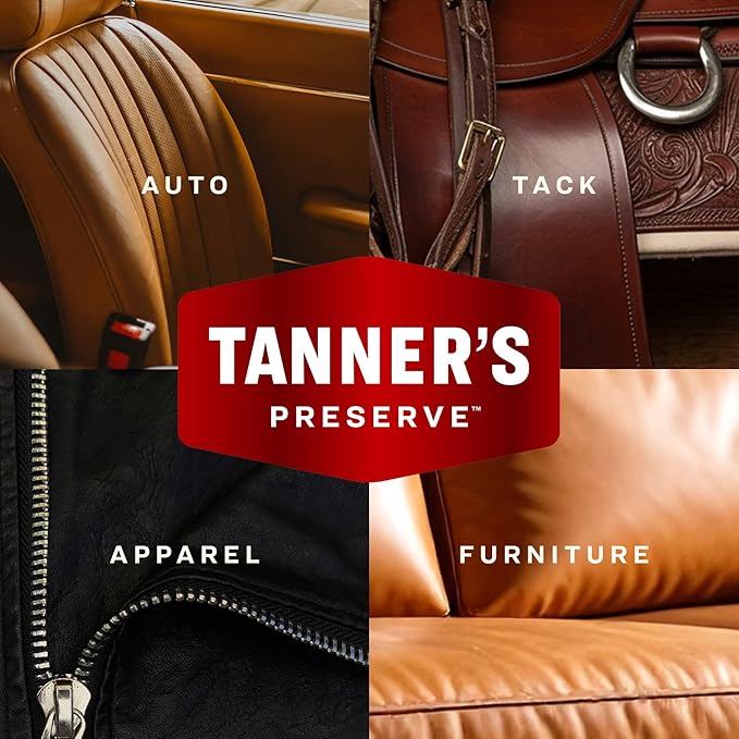 Tanner's Preserve Leather Conditioner for Finished Leather, Restores & Protects Auto Seats, Furniture & Tack, 8 fl oz