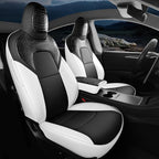 Red Rain Seat Cover Custom Fit for 2020-2024 Tesla Model Y Car Seat Cover Crocodile Leather Black and White Seat Cushion Covers (ModelY-Black+White-2020/2024)
