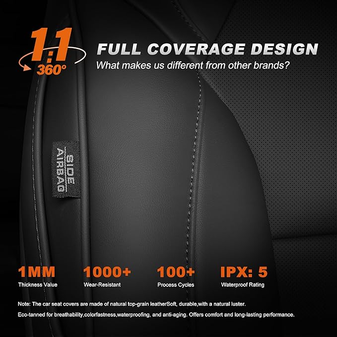 AOMSAZTO Seat Covers for Model 3 2024 2025 (Not Performance)-Full Set Leather Waterproof Car Seat Covers Airbag-Ready Design Fit for Tesla Model 3(with Armrest & Rear Door Pads Cover)-Black