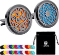 2 Pieces 316l Car Aromatherapy Essential Oil Diffuser Air Freshener with Vent Clip 48 Felt Pad Christmas Gift for Women Men(Cloud, Sunflower Patterns)