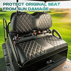 DRIVE UP Golf Cart Diamond Seat Covers, Black Diamond Club Car Precedent Seat Covers, Brown Stitching Golf Seat and Backrest Leather Covers for Club Car Front Seats, Wipe Clean, Waterproof