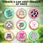 MUBYOK M538 Scented Car Vent Freshie Supplies Starter Kit,DIY 9 Car Air Fresheners with 250g Midnight Ice Aroma Beads,2 inch Circle Silicone Molds,Vent Clip,Glitter & CardStock