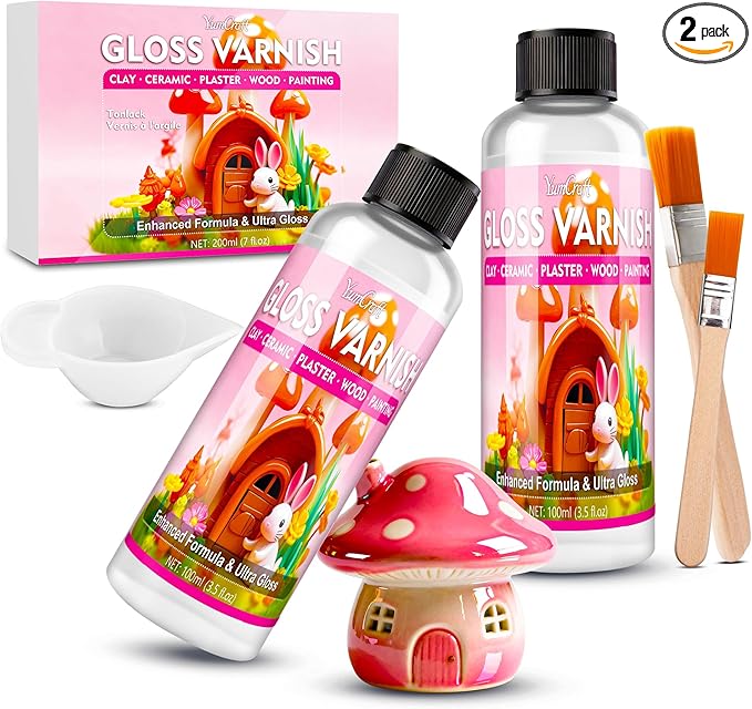 Air Dry Clay Glaze - 7oz/200ml Polymer Glaze Varnish, Waterproof & Scratch-Resistant, Prevents Cracking, High Gloss Clay Sealant, Suitable for Pottery, Sculptures, Acrylic Paintings & Wood Products