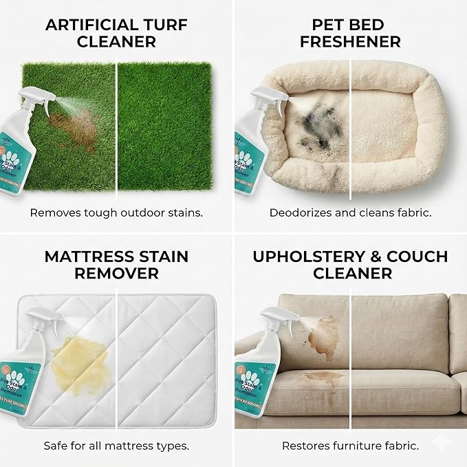 Pet Stain & Odor Remover – Fast-Acting Enzyme Cleaner for Dog & Cat Urine | Safe for Carpet, Couch, Turf, Tile & More | Non-Toxic, Kid & Pet Safe Spray 1 Gallon