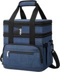 Insulated Lunch Box for Men & Women - Double Layer Leakproof Lunch Bag with Adjustable Shoulder Strap, Expandable Food Cooler for Work, Office, Travel, Camping (Dark Blue)