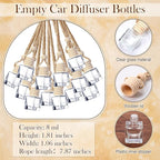100 Sets Car Diffuser Bottles Empty Bulk Hanging Car Air Freshener Diffuser Bottles Glass Perfume Holder with Instruction Cards for Essential Oil Wedding Bridal Birthday Gifts (Square)