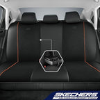Skechers Air-Cooled Memory Foam Seat Covers,Mesh Thick Car Seat Covers,Piping Leather Car Seat Cover,Airbag Compatible,Automotive Comfort for Most Cars, Vans, Trucks, SUV(Orange, Full Set)