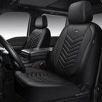 CAR PASS 3D Foam Mesh Leather Car Seat Covers Front Seats, Breathable Two Front Seat Cover for Cars, Comfortable Universal Fit for SUV Truck Sedan Automotive Anti-Slip Airbag Compatible, All Black