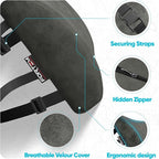 FORTEM Lumbar Support Pillow for Office Chair, Lumbar Support Pillow for Car, Back Rest for Gaming, Memory Foam Pillow, Desk Chair Cushion, Breathable & Washable Cover, Adjustable Straps