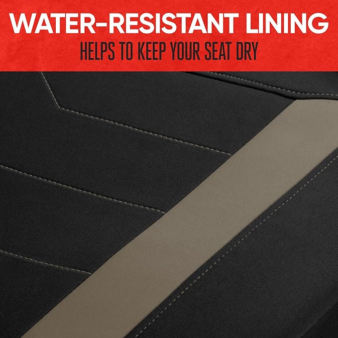 Motor Trend SpillGuard 2 Beige Seat Covers for Cars & Seat Covers for Trucks - Neoprene Lining Waterproof Car Seat Covers Front Seats Only - SUV Seat Covers Protector - Forros para Asientos de Carro