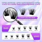 Lash Extension Kit DIY Lash Clusters Kit Eyelash Extensions Individual Lashes Extensions with (Bond,Seal,Tweezers,240Pcs,150D+200D, 0.07D,10-18)