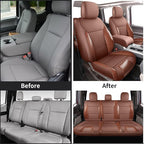 Red Rain Custom Fit for Ford F150 Super Crew/Crew Cab 2015-2025 XL XLT STX Brown and Orange Leather Car Seat Cover Full Set 5 Seater (F150-Brown+Orange)