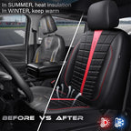 CAR PASS Leather Air Mesh Seat Covers for Cars, 3D Foam Leather Car Seat Cover Front Seats, Breathable Premium Mesh Leather Front Seat Covers, Universal Fit for Cars,Trucks,Sedan,SUV, Black Red