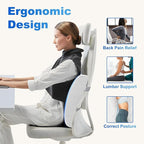 CILI Lumbar Support Pillow for Office Chair, Heated Back Support with Vibration, Back Massager for Chair, Rest Cushion Pillow for Desk Chair Sofa, Gifts for Mom Dad Women Men(Blue)