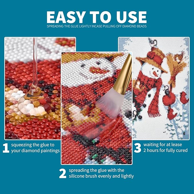 LANBEIDE Updated Diamond Painting Sealer 200ML with Silicone Brush 3 Packs, 5D Diamond Painting Glue Sealer for Dimaond Painting Coasters Permanent Hold & Shine Effect for Jigsaw Puzzles (21 OZ)