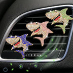 Generic 2 PCS Bling Rhinestone Sharks Car Air Vent Clips Cute Marine Animals Car Air Freshener Clip Air Conditioning Outlet Clip Funny Car Interior Decoration Accessories for Women Men (Blue Green)
