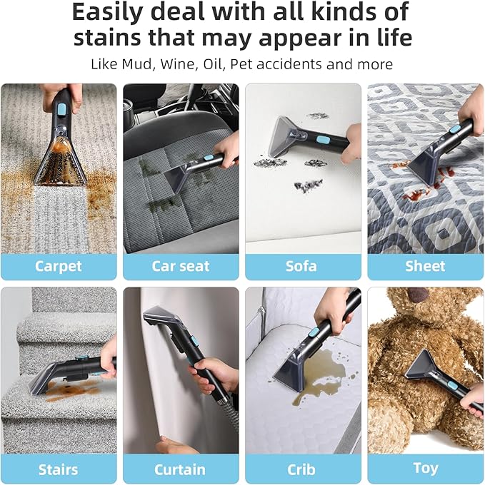 Carpet Cleaner Machine 11Kpa Strong Suction, New 450W Powerful Motor, Portable Upholstery Cleaner with Spot Cleaner, Stain Remover for Pet Accident, Rugs, Carpet and Upholstery Blue