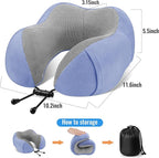 CloudBliss Travel Pillow Premium Memory Foam, Comfortable & Supportive Neck Pillow, Neck Pillows for Sleeping Travel, Airplane Pillow for Sleeping Airplane, Car, Office and Home（Black & Blue）