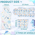 Pinkunn 2 Pcs Gel Car Seat Cooling Pad for Baby Summer Breathable Ice Cushion Multifunctional Ice Stroller Cooler Mat for Stroller Baby Dining Chair Child Safety Seat(Vibrant Color,Dinosaur, Sea)