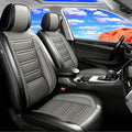 Fit Malibu Car Seat Covers for Chevrolet/Chevy Malibu 2009-2025, Full Coverage Leather, Airbag Compatible, Waterproof All Weather Breathable Seat Cushion Protector, Full Set, Black+Gray