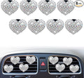 8 Pcs Silver Bling Heart Air Vent Clips, Crystal Car Fresheners, Diffuser With Rhinestone Decoration, Cute Interior Accessories for Women Girls, Decorations