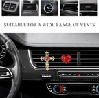 2 PCS Bling Car Vent Clip, Crystal Rhinestone Cross and Heart Car Air Fresheners Vent Clips, Diamond Car Air Conditioner Outlet Decoration Charm for Women, Car Accessories (Red)