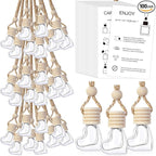 100 Sets Car Diffuser Bottles Empty Bulk Hanging Car Air Freshener Diffuser Bottles Glass Perfume Holder with Instruction Cards for Essential Oil Wedding Bridal Birthday Gifts (Heart)